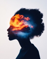 Neurodiversity and Mental Wellness Explosive Creative Mindset of Gen Z - Transformative Cognitive Landscape in Vibrant Silhouette Visualization