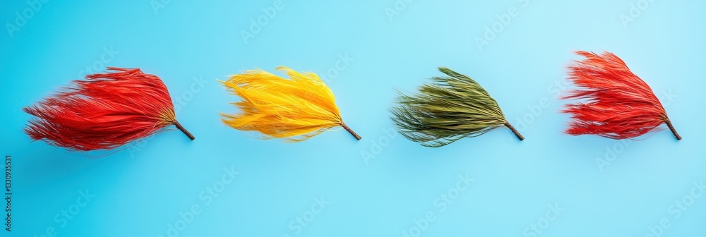 Poster Minimalist Color Theory Dynamic Feather Art Exploring Chromatic Harmony, Texture and Movement in Contemporary Visual Design