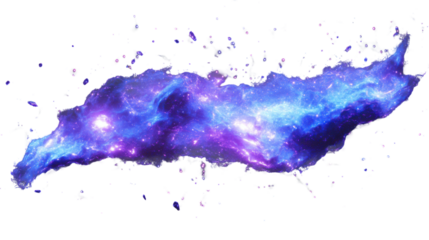 Purple and blue nebula cloud with transparent background floating in space