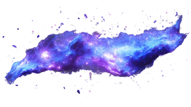 Purple and blue nebula cloud with transparent background floating in space