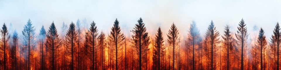 Climate Crisis Visual Apocalyptic Forest Fire Landscape Revealing Extreme Environmental Transformation and Ecological Disruption in High-Resolution Panoramic Impact