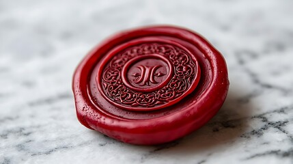Red Seal: Intricate Design on Marble.