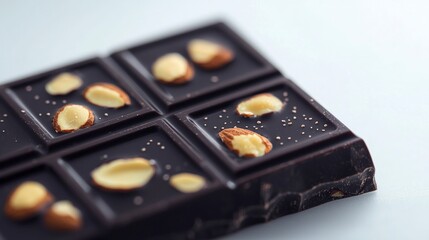 Gourmet Dark Chocolate Bar with Almonds  Indulgent Treat  Close up  Food Photography