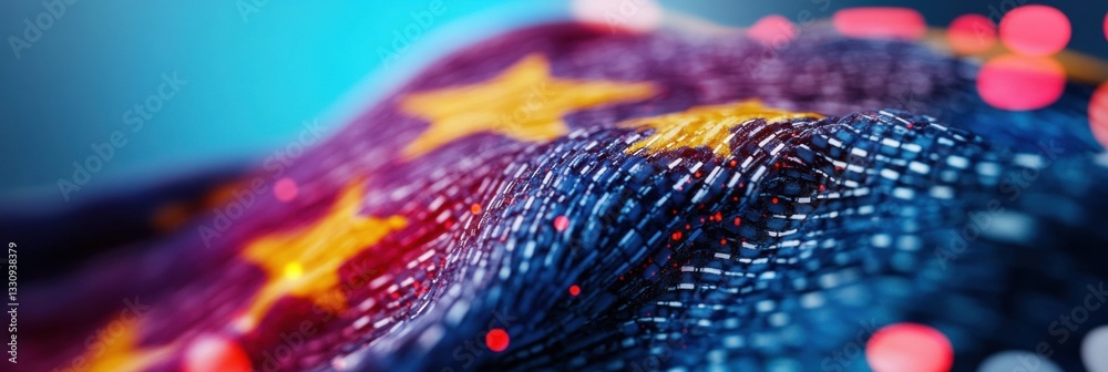 Aufkleber digital sovereignty reimagined european union flag network visualization in vibrant macro quantum de