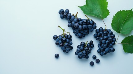 Fresh Juicy Grapes with Lush Green Leaves, a Delightful Still Life Photography