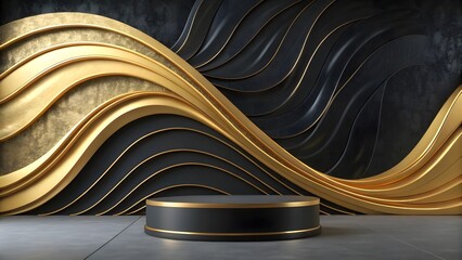 abstract background with golden ribbon