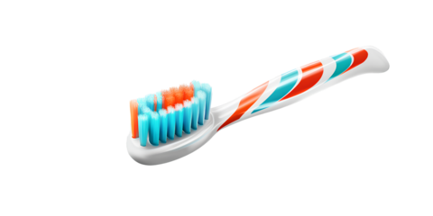 Illustration of bristles and a toothbrush in red, blue and green. With transparent background