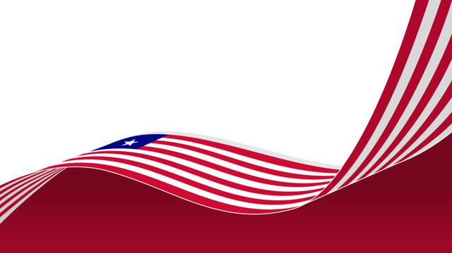 wavy liberia flag frame background with copy space for text. for national day