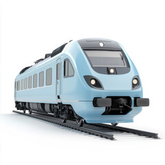Naklejka premium Modern blue passenger train on tracks