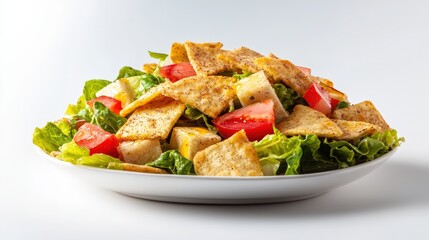 Fresh lebanese fattoush salad served in a bowl with crisp vegetables and vibrant herbs for a healthy meal option
