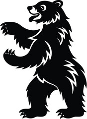 Standing bear black silhouette vector illustration, Standing bear isolated line art vector design