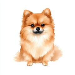 Obraz premium Adorable Pomeranian Dog Sitting with Fluffy Fur and Bright Eyes