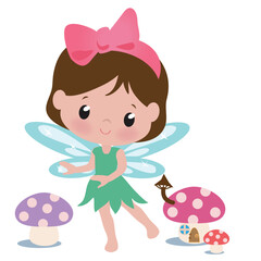 Cute little  garden fairy  vector cartoon illustration