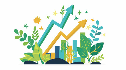 Flat Design Business Growth Illustration - フラットデザインのビジネス成長イラスト