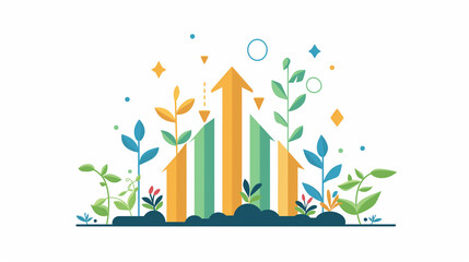 Flat Design Business Growth Illustration - フラットデザインのビジネス成長イラスト