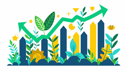 Flat Design Business Growth Illustration - フラットデザインのビジネス成長イラスト