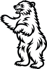Standing bear black silhouette vector illustration, Standing bear isolated line art vector design
