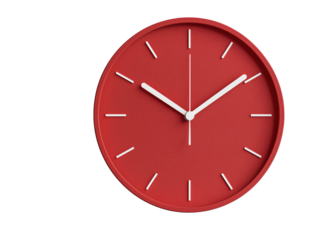 Bold Red Clock Numbers on a Crisp White Background: A Modern Design Element That Balances Striking Visual Appeal with Elegant Simplicity