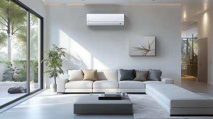 Air condition wall splitter in modern living room