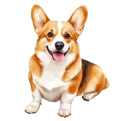 Cute and Playful Corgi Dog with Happy Expression in Portrait Style