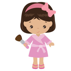 Cute little spa birthday  girl vector cartoon illustration