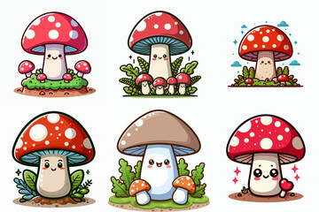Fototapeta premium mushroom cartoon vector illustration