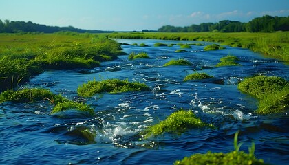 Naklejka premium Wastewater polluting river