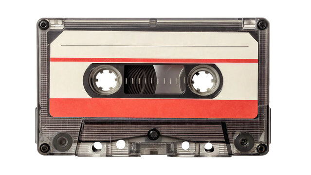 Single vintage or old retro cassette tape isolated on white. Suitable for marketing or business purposes. PNG file