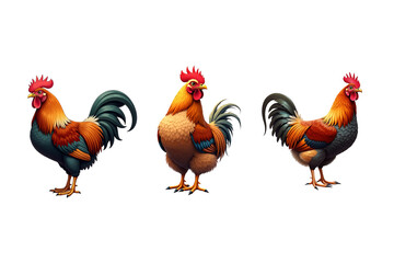 Fototapeta premium Cartoon Rooster Illustration | Colorful Farm Animal Vector | Domestic Poultry Clipart