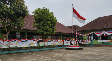 Indonesian School Celebrates Independence Day with vibrant decorations and childrens artwork