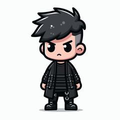 vector illustration of a person wearing edgy black clothes