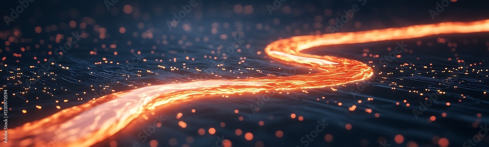 Aufkleber illuminated flowing river of light amidst a dark, sparkly background creates a mesmerizing visual ef