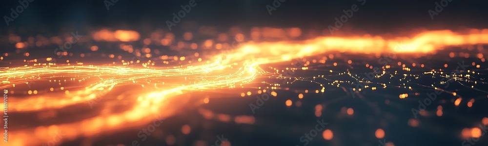 Poster Illuminated abstract lines create a dynamic and vibrant background with glowing particles.