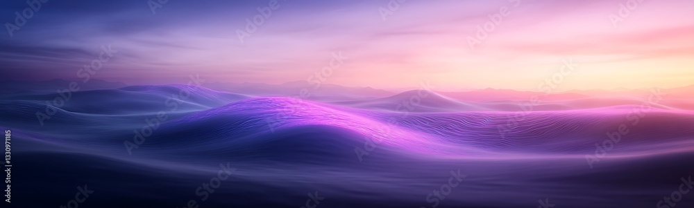Leinwandbilder vibrant abstract landscape with waves of color blending seamlessly in a serene twilight setting.