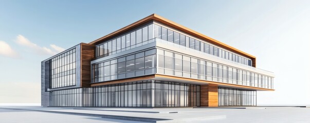 Fototapeta premium Modern architecture shows a contemporary building with a glass exterior