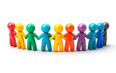 3D icon of a group of people isolated on a white background, representing unity, leadership, and collective effort in business or teamwork concepts