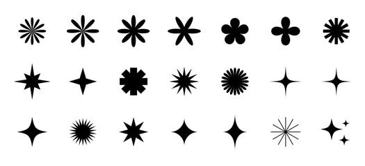 set of retro star shape futuristic