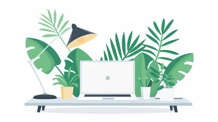 Minimalistic Home Office Illustration - ミニマルなホームオフィスイラスト