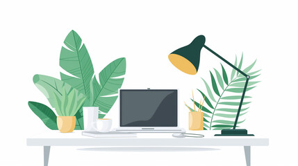 Minimalistic Home Office Illustration - ミニマルなホームオフィスイラスト