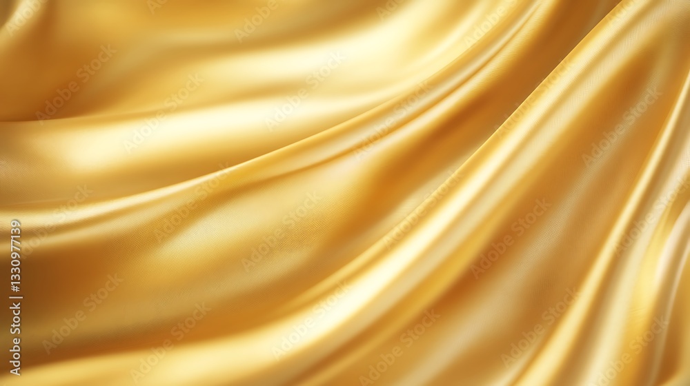 Poster shiny golden silk fabric with elegant folds and smooth texture.