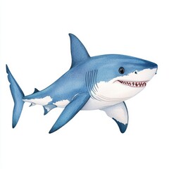 Obraz premium Realistic Illustration of a Blue Shark Swimming in Ocean Waters