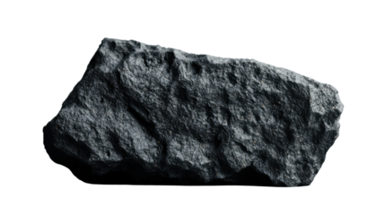 Dark gray rock floating on transparent background