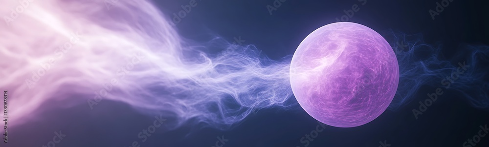 Aufkleber a glowing purple sphere emits ethereal light in a dark background, creating a mystical atmosphere.