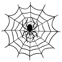 Obraz premium Spider on Web Line Art Illustration