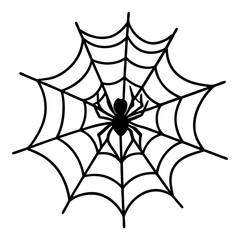 Obraz premium Spider on Web Line Art Illustration
