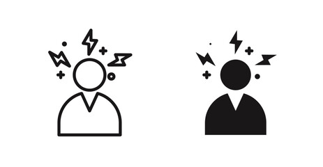 Anxiety or stress icon outlined icon vector collection.