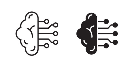 Brain circuit icon outlined icon vector collection.