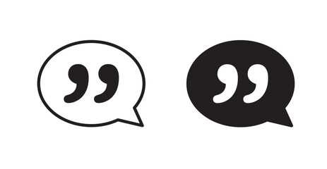 Comment quote icon outlined icon vector collection.