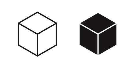 Fototapeta premium Cube icon outlined icon vector collection.