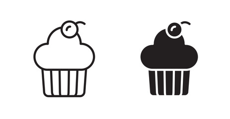 Cupcake icon outlined icon vector collection.